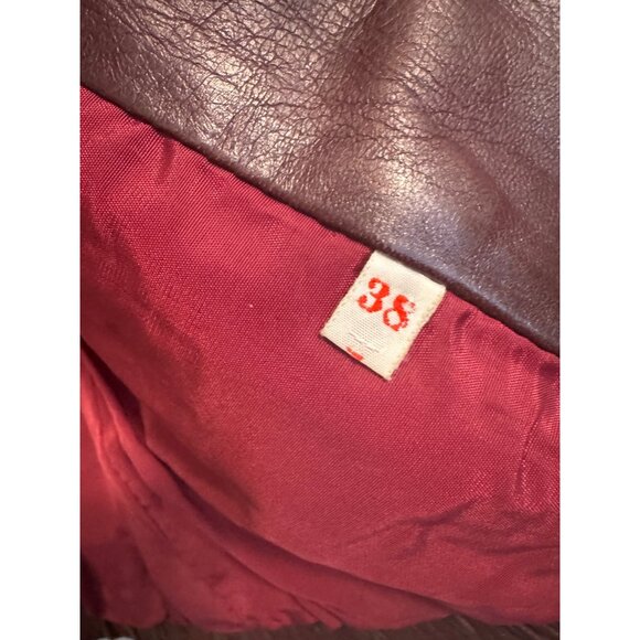 Vintage  Leather Jacket Womens Size 38 Burgundy Full Zip Made In Spain - Picture 4 of 9